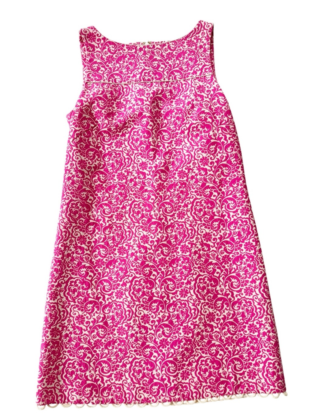 Lilly Pulitzer Pink Damask Classic Vintage Shift Dress with Scalloped Loop Hem - Picture 2 of 10